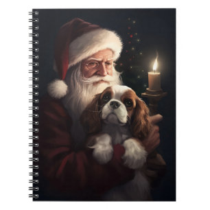 Cavalier King With Santa Claus Festive Christmas Notebook