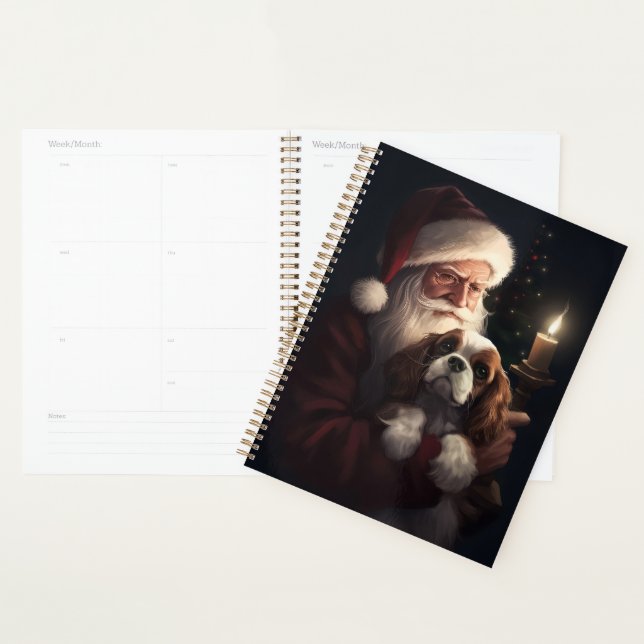 Cavalier King With Santa Claus Festive Christmas Planner (Display)