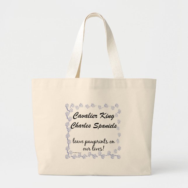 Cavalier Pawprints Large Tote Bag (Front)