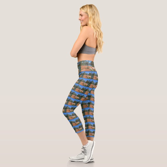 Cavalier Spaniel And Pelicans,  Capri Leggings (Left)