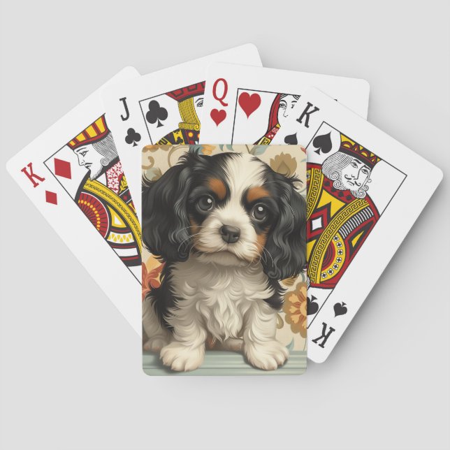 Cavalier Spaniel, Black and Tan Playing Cards (Back)