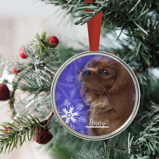 Cavalier Spaniel Christmas Ornament, Ruby Cavalier Metal Ornament