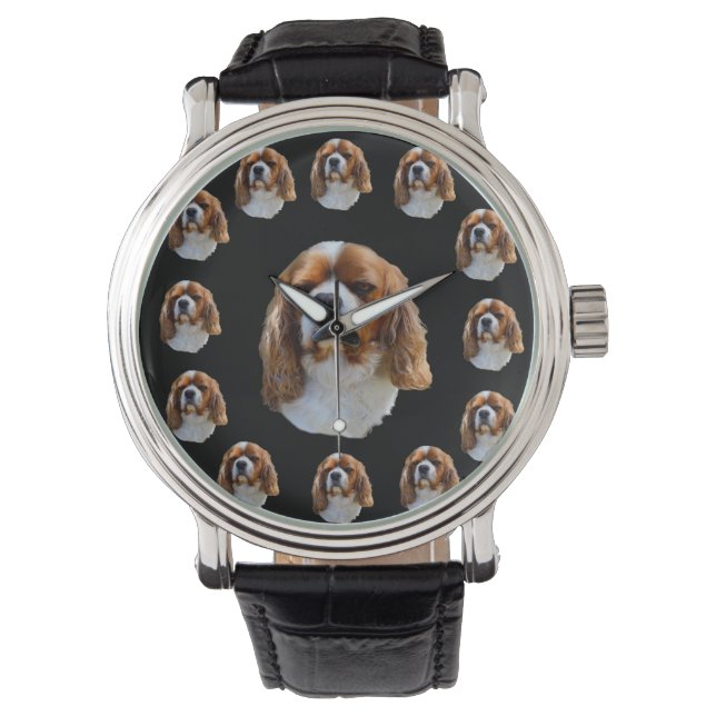 Cavalier Spaniel Dog Face Pattern, Watch (Front)