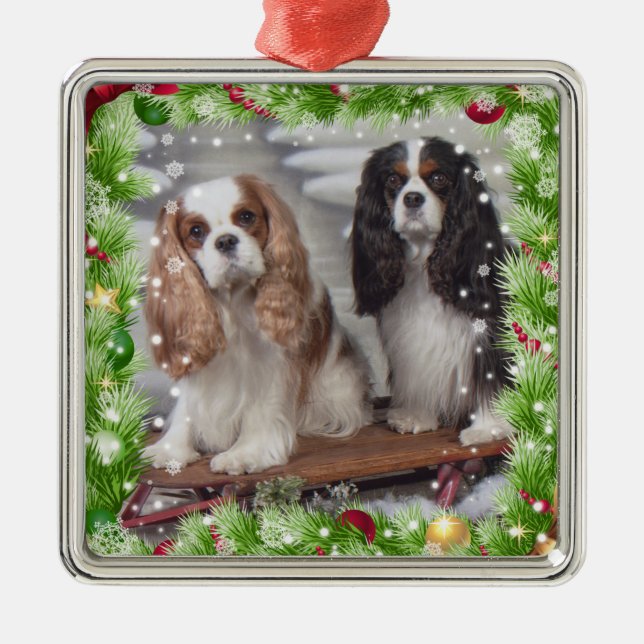 Cavalier Spaniel Holiday Premium Ornament (Front)