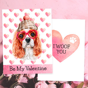 Cavalier Spaniel I Woof You Dog Valentine's Day Holiday Card