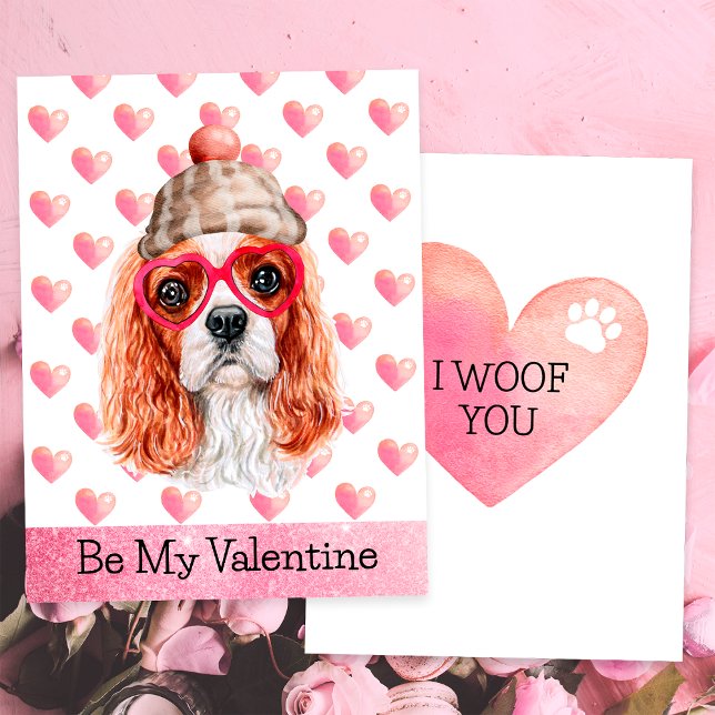 Cavalier Spaniel I Woof You Dog Valentine's Day Holiday Card (Creator Uploaded)