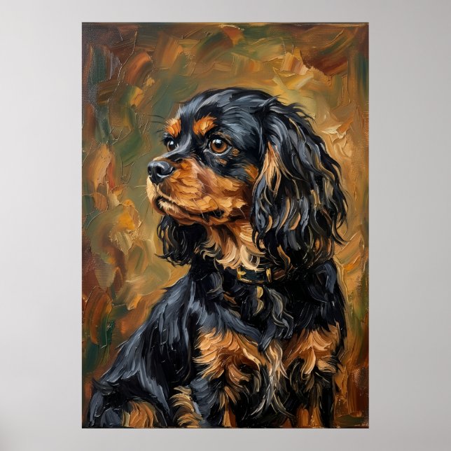 Cavalier Spaniel Impressionist Brushstroke Poster (Front)