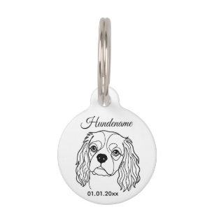 Cavalier Spaniel Line Art Personalized Tag