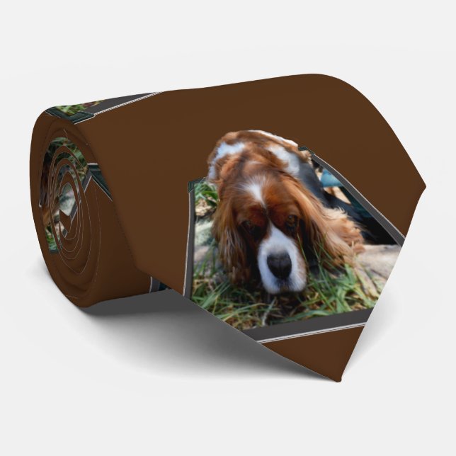 Cavalier Spaniel Popout Art, Neck Tie (Rolled)