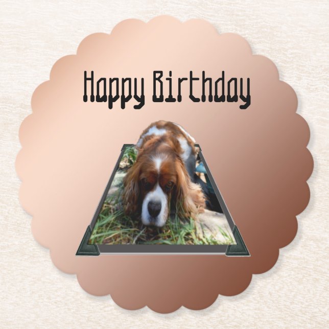 Cavalier Spaniel Popout Art,  Paper Coaster (Front)