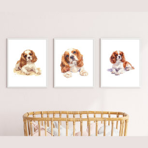 Cavalier Spaniel Poster, Puppy Nursery Print