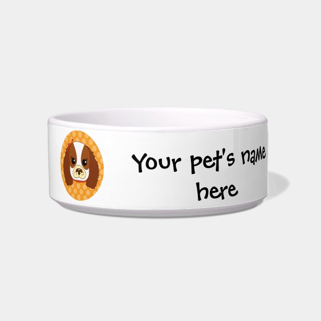 Cavalier Spaniel with bow Bowl (Right)