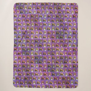 Cavalier Spaniels On Purple Tartan, Sherpa Blanket