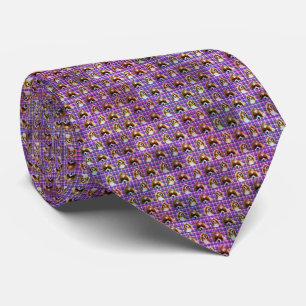 Cavalier Spaniels On Purple Tartan, Tie