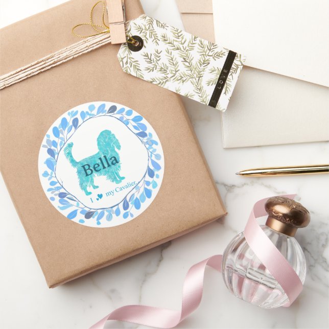 Cavalier Sticker – Personalised Pastel Blue Gift (Gifting)