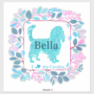 Cavalier Sticker – Personalised Pastel Blue Gift