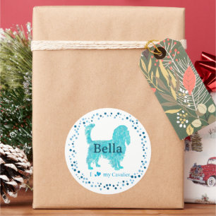 Cavalier Sticker – Personalised Pastel Blue Gift