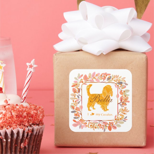 Cavalier Sticker - Personalised Pastel Orange Gift (Party)