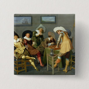 Cavaliers in a tavern 15 cm square badge