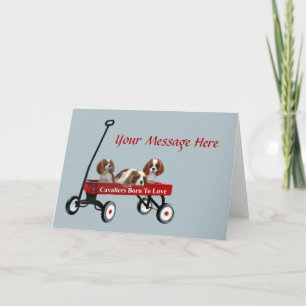 Cavaliers In Wagon Greeting Card