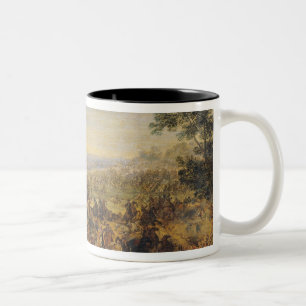 Cavalry Battle on a Bridge Two-Tone Coffee Mug