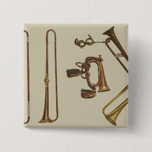 Cavalry trumpet, a bugle, a gilt trumpet made by J 15 Cm Square Badge