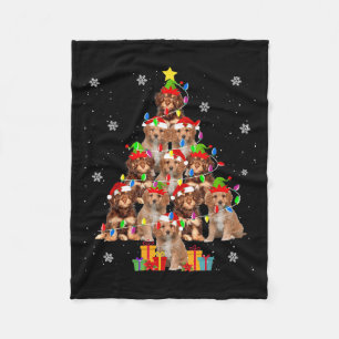 Cavao Christmas Tree Funny Santa Cavoodle Dog Xmas Fleece Blanket