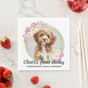 Cavapo Dog Wedding Napkins With Photo
