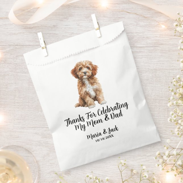 Cavapo Full Colour Pet Wedding Favour Bag (Clipped)