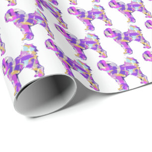 Cavapoo Breed Dog Silhouette Colourful Purple Wht Wrapping Paper