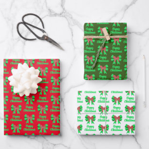Cavapoo Christmas Dog & Green Bow 3 Colourways Wrapping Paper Sheet