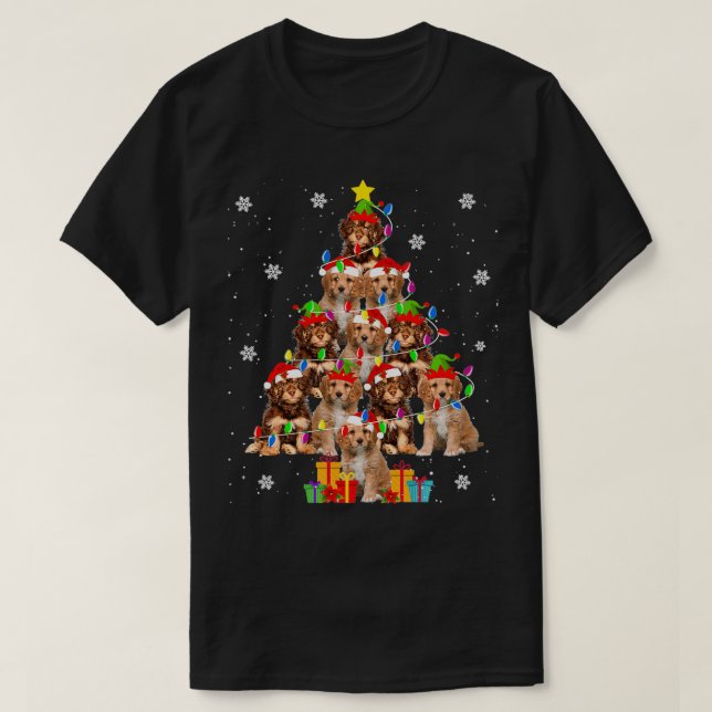 Cavapoo Christmas Tree Funny Santa Cavoodle Dog Xm T-Shirt (Design Front)
