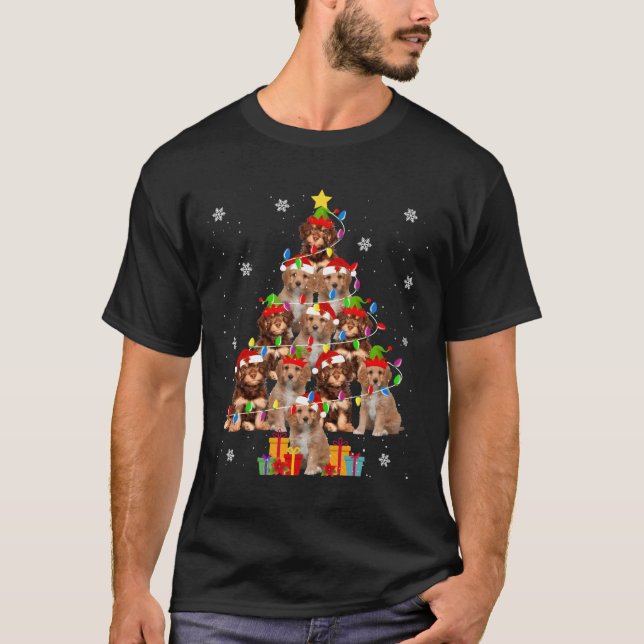 Cavapoo Christmas Tree Funny Santa Cavoodle Dog Xm T-Shirt (Front)