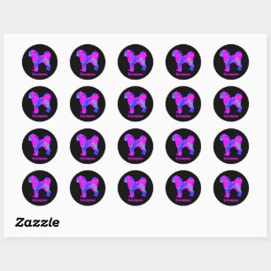 Cavapoo Crazy Hot Pink and Blue Classic Round Sticker