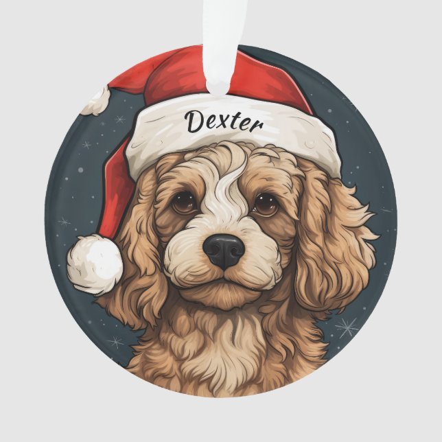 Cavapoo Custom Christmas Ornament (Front)