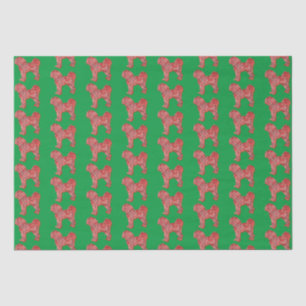 Cavapoo Cute Christmas Dog Silhouette Green Tissue Paper