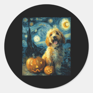 Cavapoo Cute Dog Halloween Jack O Lantern Pumpkin  Classic Round Sticker