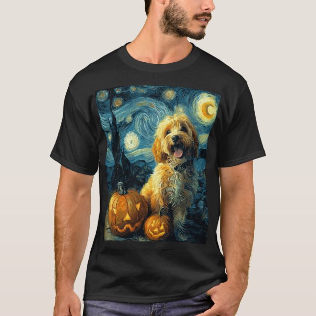 Cavapoo Cute Dog Halloween Jack O Lantern Pumpkin  T-Shirt (Front)