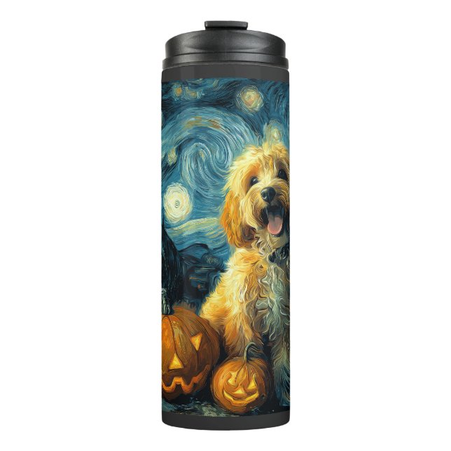 Cavapoo Cute Dog Halloween Jack O Lantern Pumpkin  Thermal Tumbler (Front)