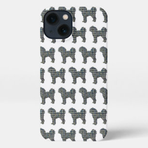Cavapoo Cute Dog Silhouette Grid White iPhone 13 Case