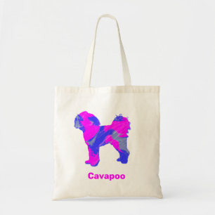 Cavapoo Dog Crazy Hot Pink & Blue Tote Bag