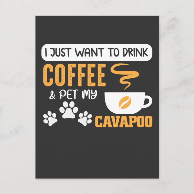 Cavapoo Dog Owner Coffee Bean Drinker Postcard (Front)