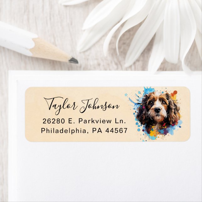 Cavapoo Dog Return Address Label (Insitu)