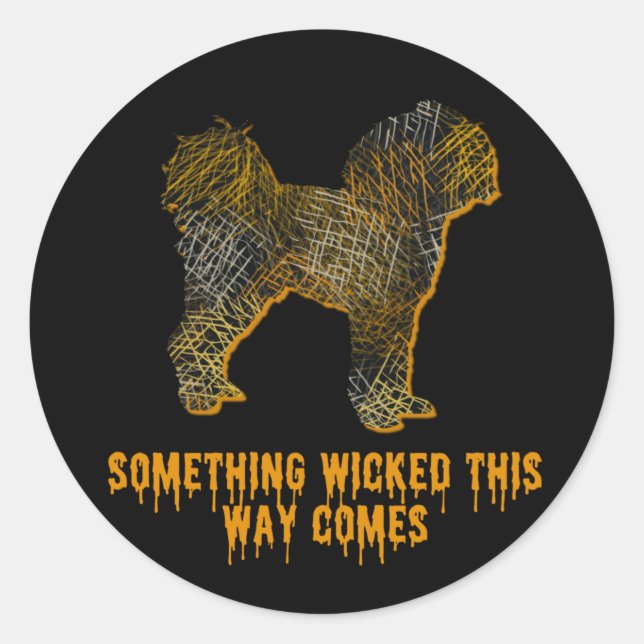 Cavapoo Dog Silhouette Fun Halloween Classic Round Sticker (Front)