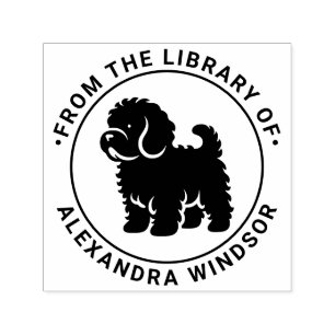 Cavapoo Dog Standing Sil Library Book Name Self-inking Stamp