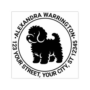 Cavapoo Dog Standing Sil Name Return Address Self-inking Stamp