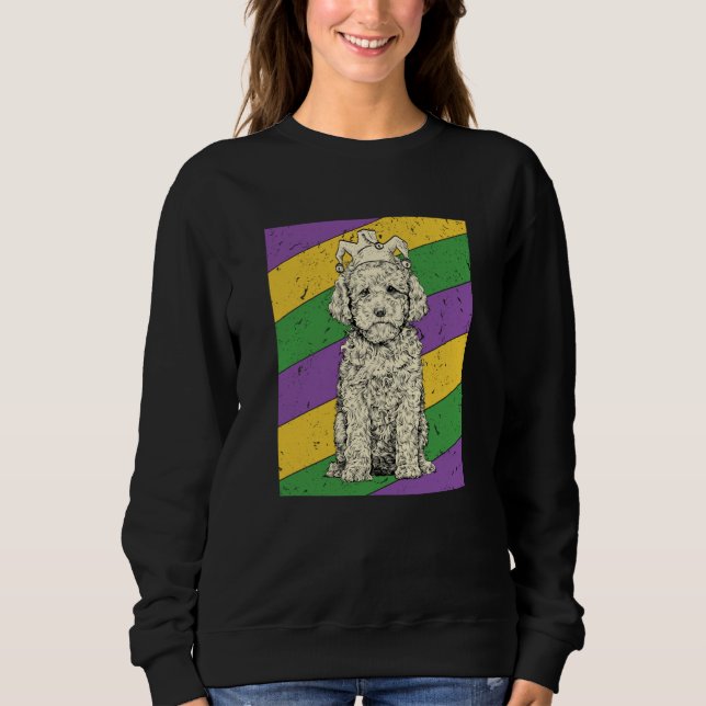 Cavapoo Jester Mardi Gras Doodle Dog Mom or Dad Sweatshirt (Front)