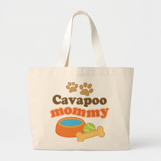 Cavapoo Mummy Dog Breed Gift Large Tote Bag (Front)