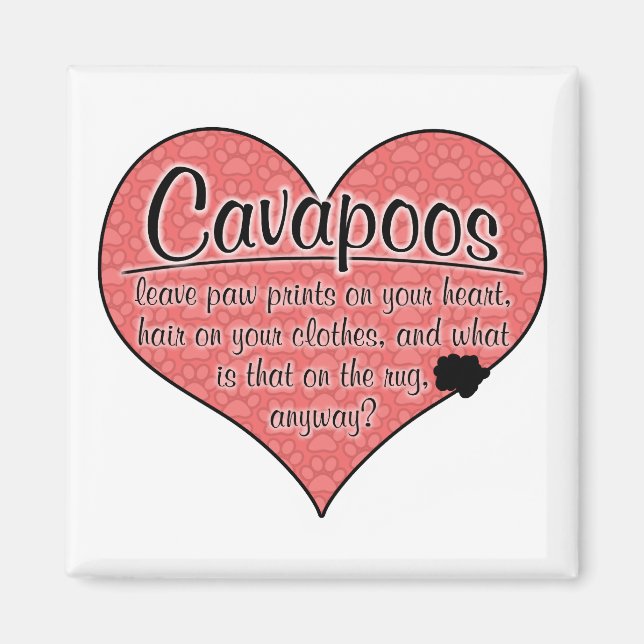 Cavapoo Paw Prints Dog Humour Magnet (Front)