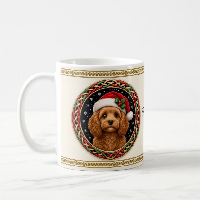 Cavapoo Personalised Christmas Dog Coffee Mug (Left)